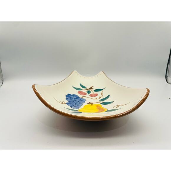 Stangl Pottery Vintage Ceramic Clay Curved Rectangle Footed Dish Fruit Pattern - Picture 3 of 9